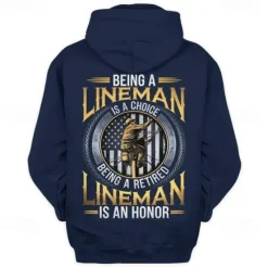 Online OUKU Men's Funny Electrician Hoodies Sweatshirt Fashion Long Sleeve Crew Neck Holiday Streetwear Black Blue Drawstring Fall Winter Designer