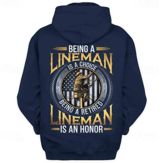 Online OUKU Men's Funny Electrician Hoodies Sweatshirt Fashion Long Sleeve Crew Neck Holiday Streetwear Black Blue Drawstring Fall Winter Designer