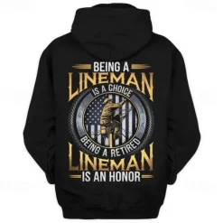 Online OUKU Men's Funny Electrician Hoodies Sweatshirt Fashion Long Sleeve Crew Neck Holiday Streetwear Black Blue Drawstring Fall Winter Designer
