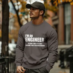 Online OUKU Men's Funny Letter Print Pullover Sweatshirt Long Sleeve Sweatshirts Crew Neck Classic Casual Daily Spring Fall Black White Dark Gray Clothing Apparel Designer Graphic Print Normal S M L XL 2XL
