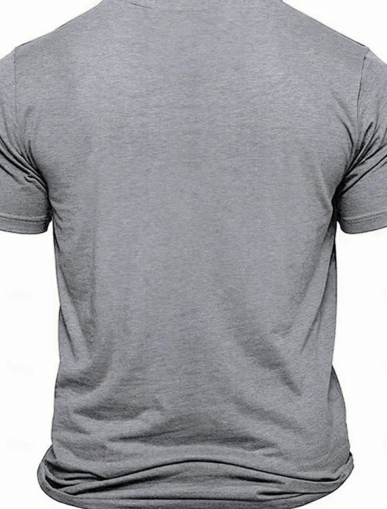 New OUKU Men's Funny Letter Print T Shirt Tee Top 100% Cotton Short Sleeve Graphic Shirt Heather Gray Black Light Blue Comfortable Tee Street Sports Outdoor Fashion Designer Clothing