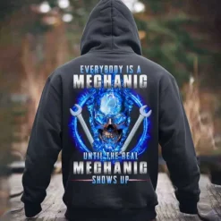 Clearance OUKU Men's Funny Mechanic Hoodies Sweatshirt Fashion Cool Long Sleeve Crew Neck Party Holiday Streetwear Black Blue Drawstring Fall Winter Designer
