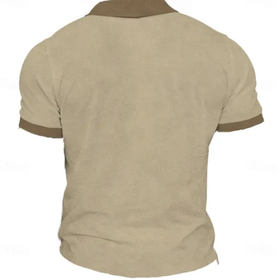 Hot OUKU Men's Funny Polo Shirts Golf Shirt Short Sleeve Polo Shirts V Neck Vintage Streetwear Festival Wear Party Outfits 3D Print Summer Spring Khaki