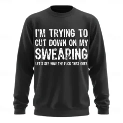 Discount OUKU Men's Funny Slang Sweatshirt Fashion Daily Long Sleeve Crew Neck Black White Crewneck 3D All Seasons Designer