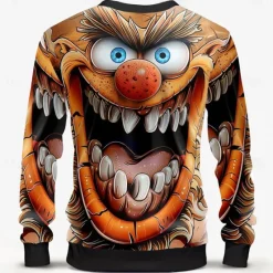 Online OUKU Men's Funny Sweatshirts Sweatshirt Long Sleeve Sweatshirt Crew Neck Fashion Cowboy 3D Print Fall Winter Red