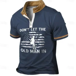 Sale OUKU Men's Funny Zip Polo Shirts Golf Shirt Short Sleeve Polo Shirts Collared Shirts Vintage Casual Streetwear Festival Wear Party Outfits 3D Print Quarter Zip Polo Summer Black Navy Blue Brown