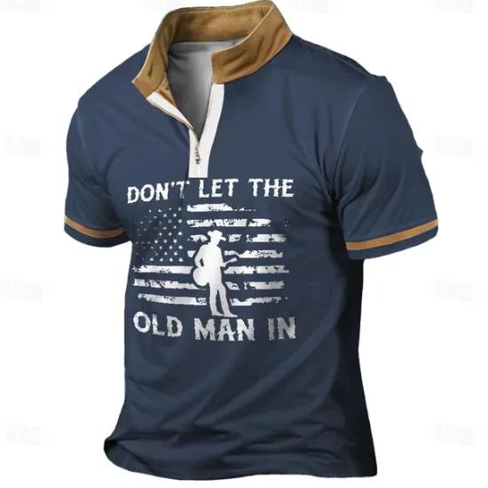 Sale OUKU Men's Funny Zip Polo Shirts Golf Shirt Short Sleeve Polo Shirts Collared Shirts Vintage Casual Streetwear Festival Wear Party Outfits 3D Print Quarter Zip Polo Summer Black Navy Blue Brown
