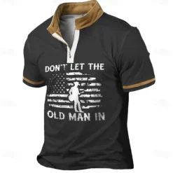 Sale OUKU Men's Funny Zip Polo Shirts Golf Shirt Short Sleeve Polo Shirts Collared Shirts Vintage Casual Streetwear Festival Wear Party Outfits 3D Print Quarter Zip Polo Summer Black Navy Blue Brown