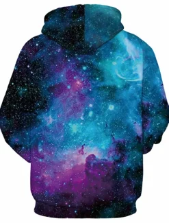 Sale OUKU Men's Galaxy Star Print Hoodie Hoodies Sweatshirt Designer Casual Long Sleeve Hooded Daily White Pink Designer