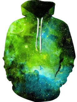 Sale OUKU Men's Galaxy Star Print Hoodie Hoodies Sweatshirt Designer Casual Long Sleeve Hooded Daily White Pink Designer