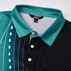 Hot OUKU Men's Geometic Line Polo Short Sleeve Polo Shirts Collared Shirts Business Casual Outdoor Athleisure Daily Wear Pocket 3D Print Buttons Summer Lake blue Red Blue