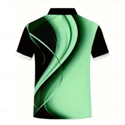 Hot OUKU Men's Geometic Line Zip Polo Short Sleeve Turndown Casual Daily Outdoor Dailywear Athleisure Zipper Summer White Blue Green