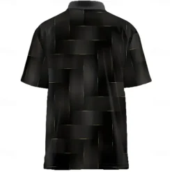 Hot OUKU Men's Geometric Abstract Polo Short Sleeve Polo Shirts Lapel Business Casual Business Athleisure Daily Wear 3D Print Buttons Summer Black Dark Blue Dark Purple