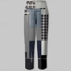 Hot OUKU Men's Geometric Color Block Patchwork Dress Pants Mid Waist Vintage Casual Formal Dailywear Pocket Summer Spring Fall Black And White