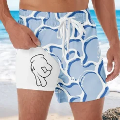 Sale OUKU Men's Geometric Funny gestures Lined Shorts 2 in 1 Board Shorts Swim Shorts Mid Waist Hawaiian Vacation Beach Wear Side Pockets With Compression Liner Elastic Drawstring Waist Designer Clothing