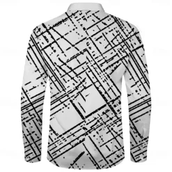 OUKU Men's Geometric Geometric Pattern Dress Shirt Button Up Shirt Long Sleeve Business Casual Business Daily Fall Spring & Summer Shirt Collar Button Up 3D Print Black White Blue Purple
