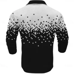 Clearance OUKU Men's Geometric Golf Shirt Long Sleeve Polo Shirts Collared Shirts Casual Vacation Wear Formal Wear Festival Wear Buttons 3D Print Spring Fall Winter Black