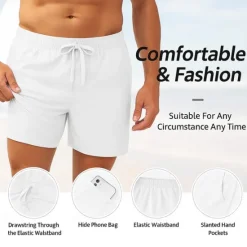 Outlet OUKU Men's Geometric Gradient Line Lined Shorts 2 in 1 Board Shorts Swim Shorts Mid Waist Casual Holiday Side Pockets With Compression Liner Elastic Drawstring Waist Designer Clothing Apparel