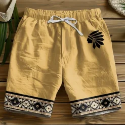 Clearance OUKU Men's Geometric Graphic Prints Shorts Summer Shorts Beach Shorts Mid Waist Designer Ethnic Style Casual Daily Holiday Elastic Waist 3D Print Drawstring Designer Clothing Apparel