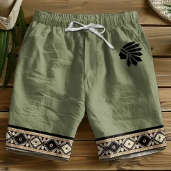 Clearance OUKU Men's Geometric Graphic Prints Shorts Summer Shorts Beach Shorts Mid Waist Designer Ethnic Style Casual Daily Holiday Elastic Waist 3D Print Drawstring Designer Clothing Apparel
