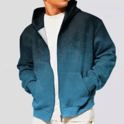Sale OUKU Men's Geometric Graphic Prints Hoodie Hoodies Sweatshirt Streetwear Designer Long Sleeve Hooded Sports & Outdoor Daily Sports Blue Brown Zipper Print Spring & Fall Designer