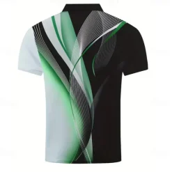Outlet OUKU Men's Geometric Line Polo Short Sleeve Polo Shirts Collared Shirts Business Casual School Outdoor Daily Wear 3D Print Summer White Blue Purple