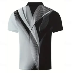 Outlet OUKU Men's Geometric Line Polo Short Sleeve Polo Shirts Collared Shirts Business Casual School Outdoor Daily Wear 3D Print Summer White Blue Purple