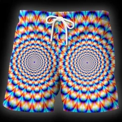 Hot OUKU Men's Geometric Optical Illusion Swim Trunks Swim Shorts Board Shorts Mid Waist Fashion Streetwear Designer Casual Daily Holiday Pocket Drawstring Elastic Waist Designer Clothing Apparel