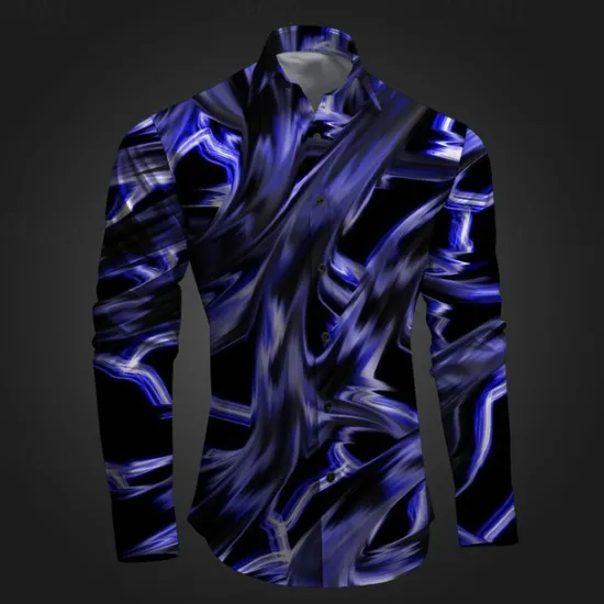 Best OUKU Men's Geometric Pattern Graffiti Button Up Shirt Printed Shirts Long Sleeve Subcultural Vacation Party Street Spring & Summer Turndown Print Button-Down Pink Red Blue Sky Blue Purple