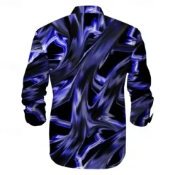 Best OUKU Men's Geometric Pattern Graffiti Button Up Shirt Printed Shirts Long Sleeve Subcultural Vacation Party Street Spring & Summer Turndown Print Button-Down Pink Red Blue Sky Blue Purple
