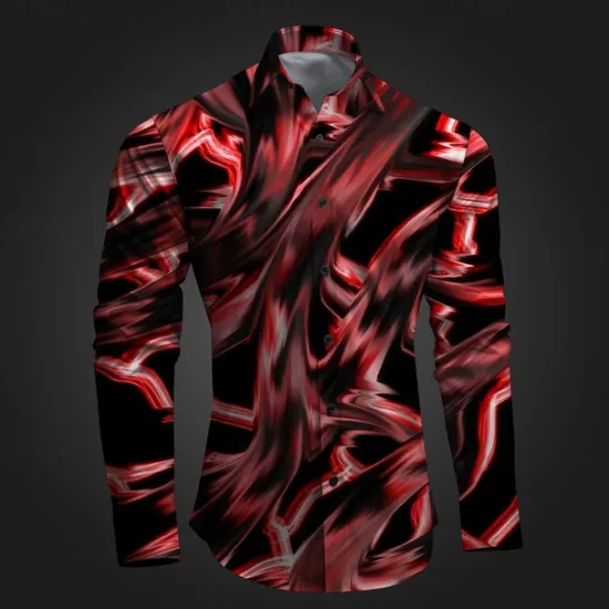Best OUKU Men's Geometric Pattern Graffiti Button Up Shirt Printed Shirts Long Sleeve Subcultural Vacation Party Street Spring & Summer Turndown Print Button-Down Pink Red Blue Sky Blue Purple
