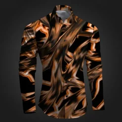 Best OUKU Men's Geometric Pattern Graffiti Button Up Shirt Printed Shirts Long Sleeve Subcultural Vacation Party Street Spring & Summer Turndown Print Button-Down Pink Red Blue Sky Blue Purple