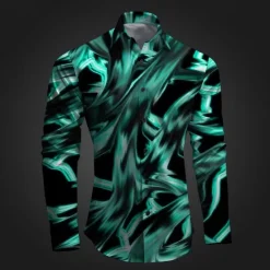 Best OUKU Men's Geometric Pattern Graffiti Button Up Shirt Printed Shirts Long Sleeve Subcultural Vacation Party Street Spring & Summer Turndown Print Button-Down Pink Red Blue Sky Blue Purple