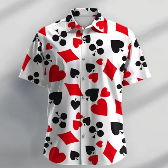 Discount OUKU Men's Geometric Pattern Poker Shirt Button Up Shirt Short Sleeve Fashion Designer Casual Daily Holiday Beach Spring & Summer Turndown Print Button-Down Blue-Green Red