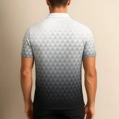 New OUKU Men's Geometric Pattern Polo Short Sleeve Polo Shirts Collared Shirts Casual Outdoor Athleisure Daily Wear 3D Print Summer Blue Purple Gray