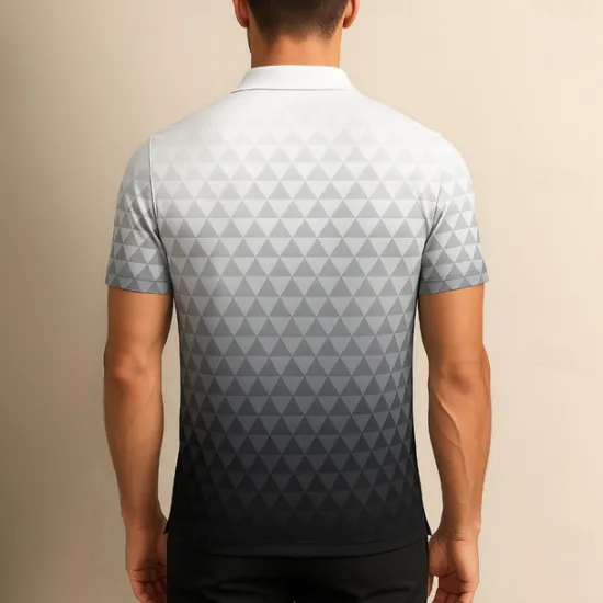 New OUKU Men's Geometric Pattern Polo Short Sleeve Polo Shirts Collared Shirts Casual Outdoor Athleisure Daily Wear 3D Print Summer Blue Purple Gray