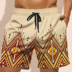 Clearance OUKU Men's Geometric Pattern Swim Shorts Board Shorts Swimming Trunks Mid Waist Fashion Streetwear Designer Casual Daily Holiday Pocket Drawstring Elastic Waist Designer Clothing Apparel Khaki
