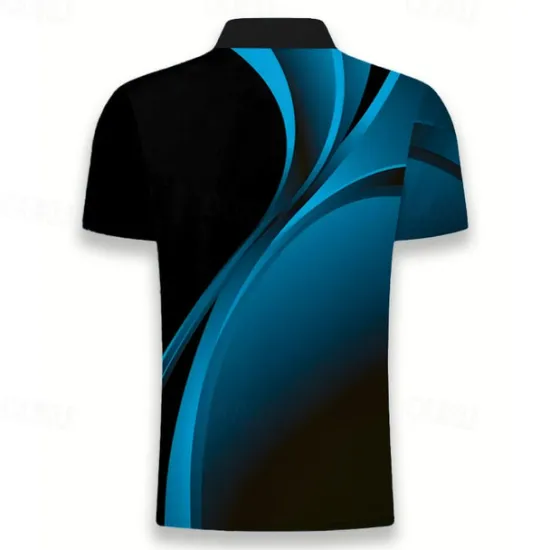 Hot OUKU Men's Geometric Polo Shirts Golf Shirt Short Sleeve Polo Shirts Collared Shirts Business Casual Vacation Wear Formal Wear Festival Wear Buttons 3D Print Summer Blue Green Gray