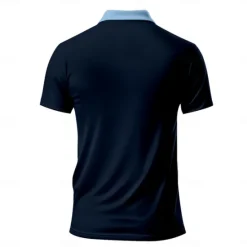 OUKU Men's Geometric Polo Shirts Golf Shirt Short Sleeve Polo Shirts Collared Shirts Casual Vacation Wear Formal Wear Festival Wear Buttons 3D Print Summer Blue
