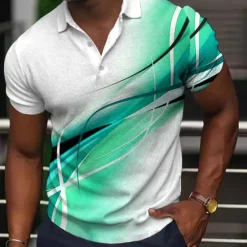 Best OUKU Men's Geometric Polo Shirts Golf Shirt Short Sleeve Polo Shirts Collared Shirts Business Casual Vacation Wear Formal Wear Festival Wear Buttons 3D Print Light Yellow Black Yellow