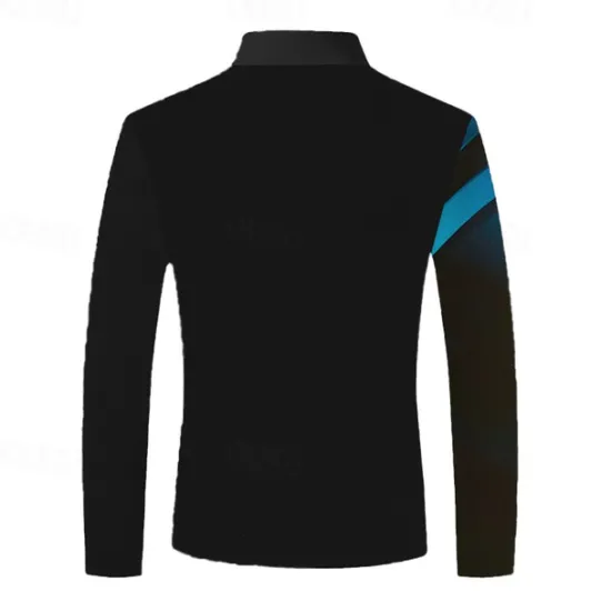 Clearance OUKU Men's Geometric Polo Shirts Golf Shirt Long Sleeve Polo Shirts Collared Shirts WorkWear Formal Wear Festival Wear Buttons 3D Print Fall & Winter Blue