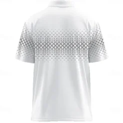 New OUKU Men's Geometric Polo Short Sleeve Polo Shirts Collared Shirts Business Casual Athleisure Daily Wear Buttons Summer White Blue Green
