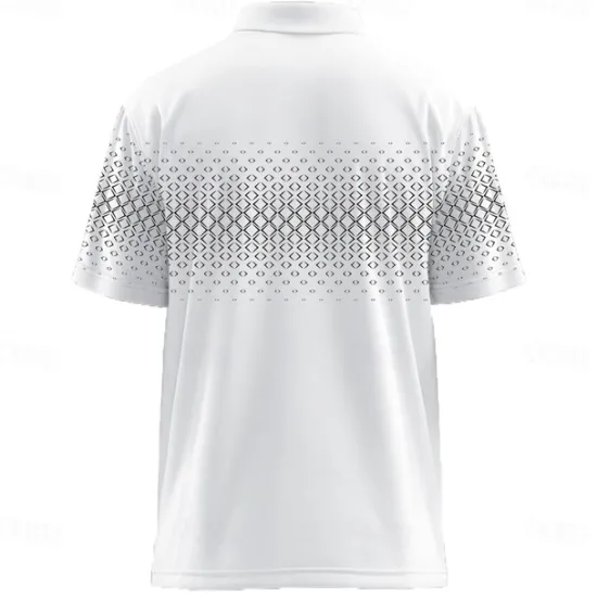 New OUKU Men's Geometric Polo Short Sleeve Polo Shirts Collared Shirts Business Casual Athleisure Daily Wear Buttons Summer White Blue Green