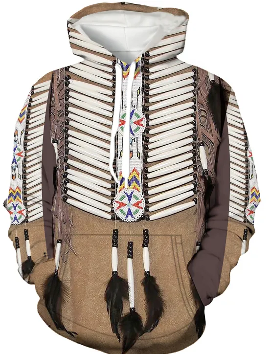 Discount OUKU Men's Geometric Tribal Hoodie Hoodies Sweatshirt Designer Basic Long Sleeve Hooded Daily Brown Khaki Designer