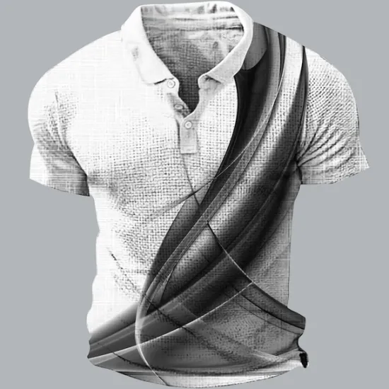 Hot OUKU Men's Geometric Waffle Polo Shirts Golf Shirt Short Sleeve Polo Shirts Collared Shirts Business Casual Vacation Wear Formal Wear Festival Wear Buttons 3D Print Black Yellow Purple
