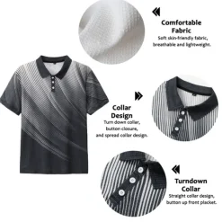 Best OUKU Men's Geometric Waffle Polo Shirts Golf Shirt Short Sleeve Polo Shirts Collared Shirts Business Casual Vacation Wear Formal Wear Festival Wear Buttons 3D Print Black White Yellow