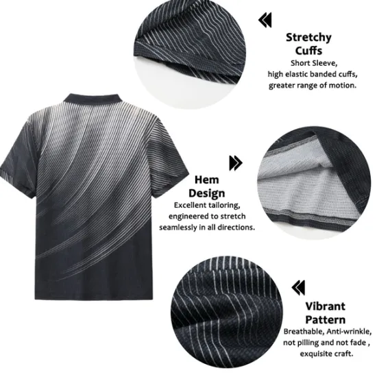 Best OUKU Men's Geometric Waffle Polo Shirts Golf Shirt Short Sleeve Polo Shirts Collared Shirts Business Casual Vacation Wear Formal Wear Festival Wear Buttons 3D Print Black White Yellow
