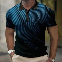 Best OUKU Men's Geometric Waffle Polo Shirts Golf Shirt Short Sleeve Polo Shirts Collared Shirts Business Casual Vacation Wear Formal Wear Festival Wear Buttons 3D Print Black White Yellow