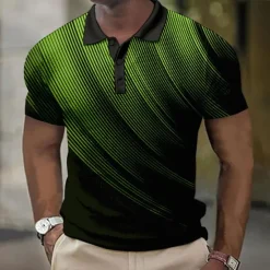 Best OUKU Men's Geometric Waffle Polo Shirts Golf Shirt Short Sleeve Polo Shirts Collared Shirts Business Casual Vacation Wear Formal Wear Festival Wear Buttons 3D Print Black White Yellow