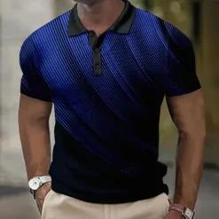 Best OUKU Men's Geometric Waffle Polo Shirts Golf Shirt Short Sleeve Polo Shirts Collared Shirts Business Casual Vacation Wear Formal Wear Festival Wear Buttons 3D Print Black White Yellow